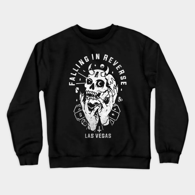 skull lasvegas vintage falling in reverse tour  black shirt gift fans logo text Crewneck Sweatshirt by LolitaGad